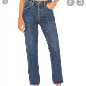 Agolde Riley High Rise straight crop in Wink (dark blue wash)